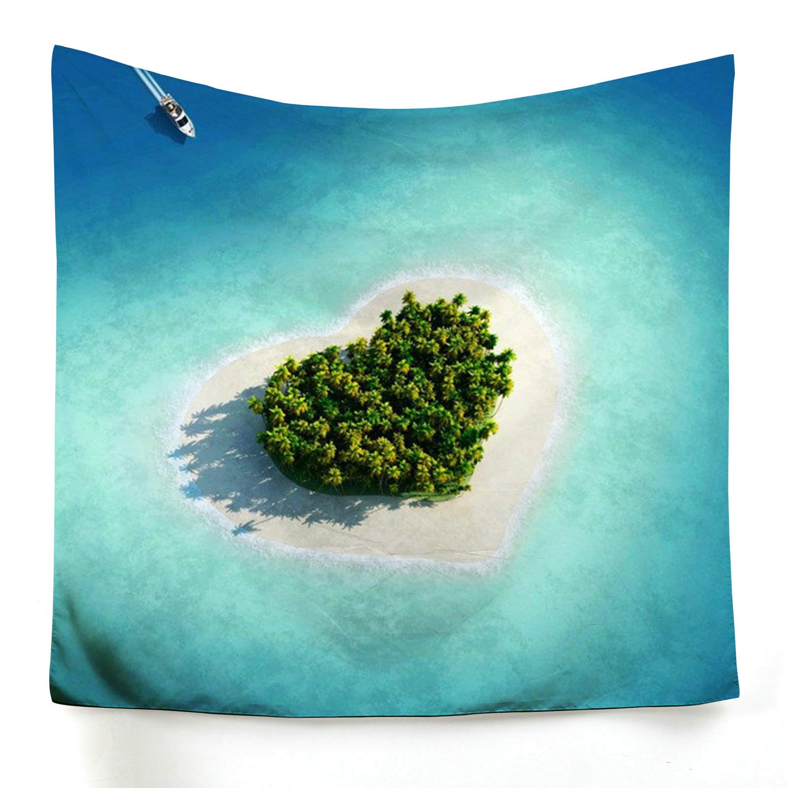 Tapiz de pared de playa y coco para transformar tu salón en un oasis natural de color azul