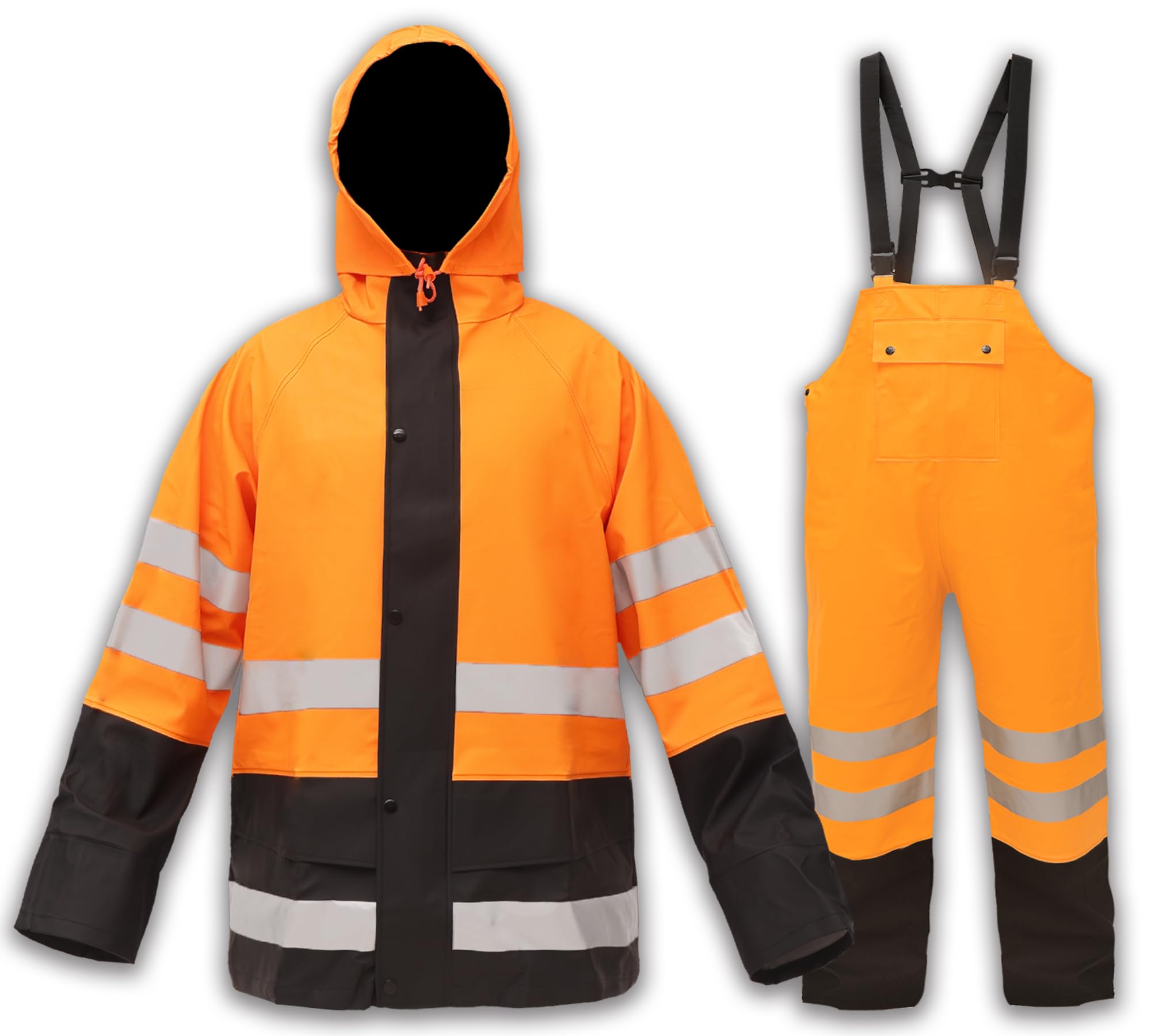 RizzonWaterproof Rain Suits for Men & Women, Hi-Vis Rain Jacket & Bib Overalls, Heavy Duty Rain Gear Outdoor Activities.