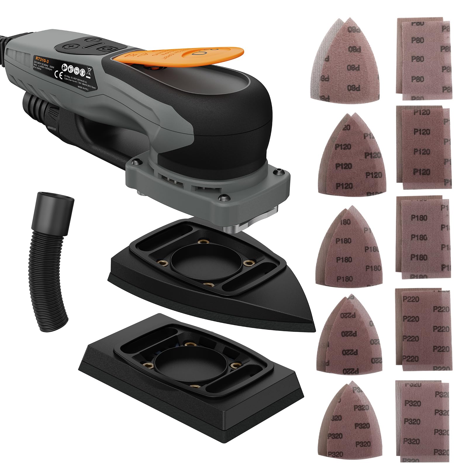 2-in-1 Detail Sander & Palm Sander, Brushless Electric Orbital Sander with 4000-10000 OPM…
