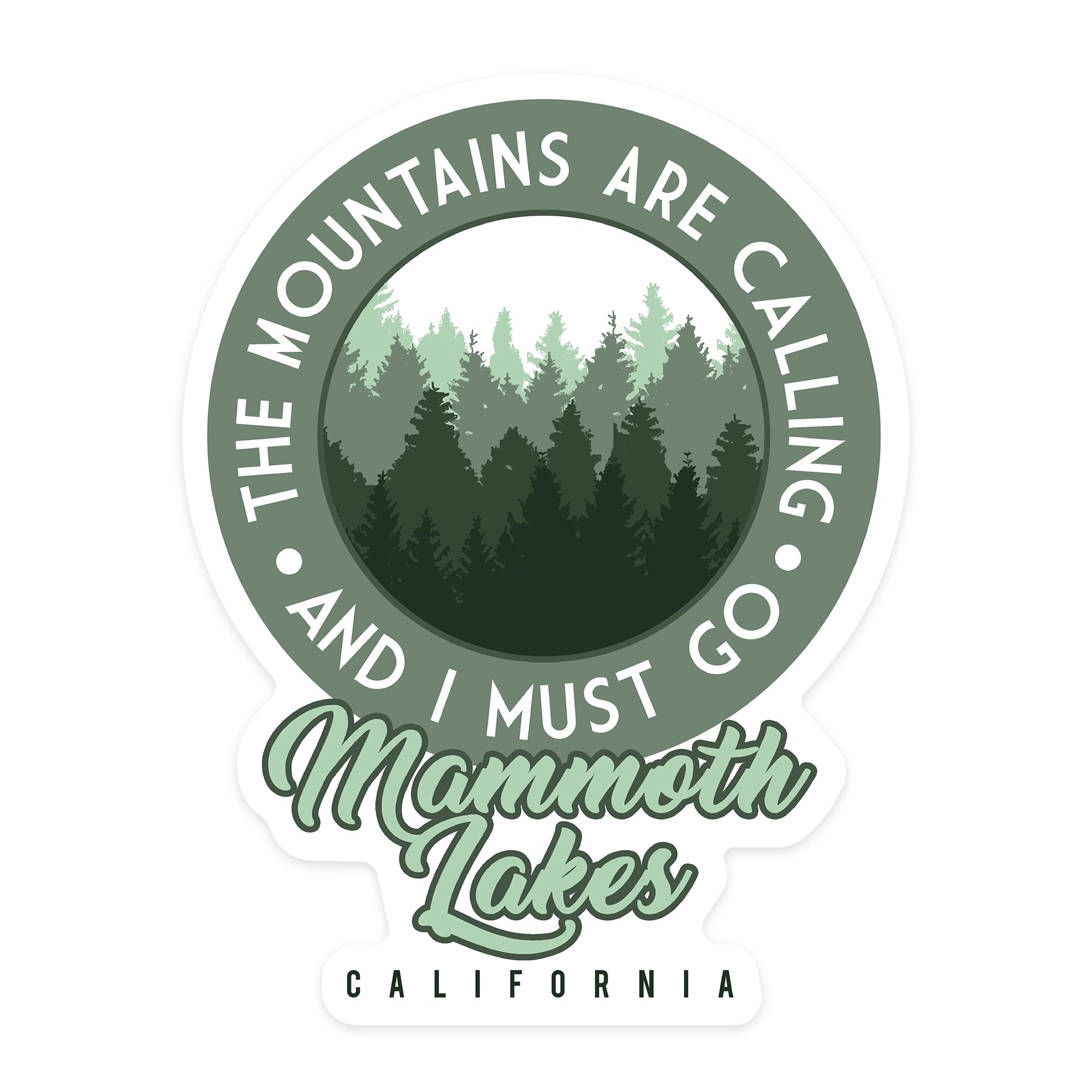 Die Cut Sticker Mammoth Lakes, California, The Mountains are Calling, Pine Trees, Vinyl Sticker, (Waterproof Decal for Cars, Water Bottles, Laptops,