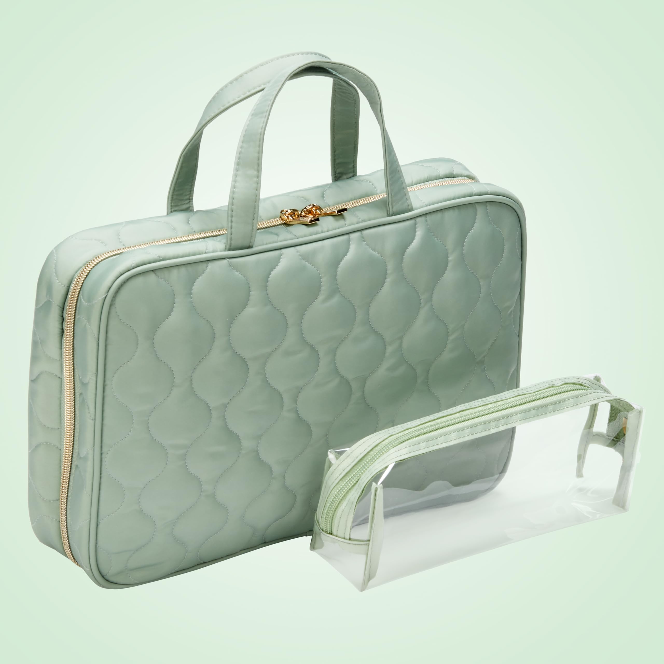 Conair Beauty case da viaggio, trousse per cosmetici, borsa da viaggio, verde salvia, 1 pezzo (confezione da 1)
