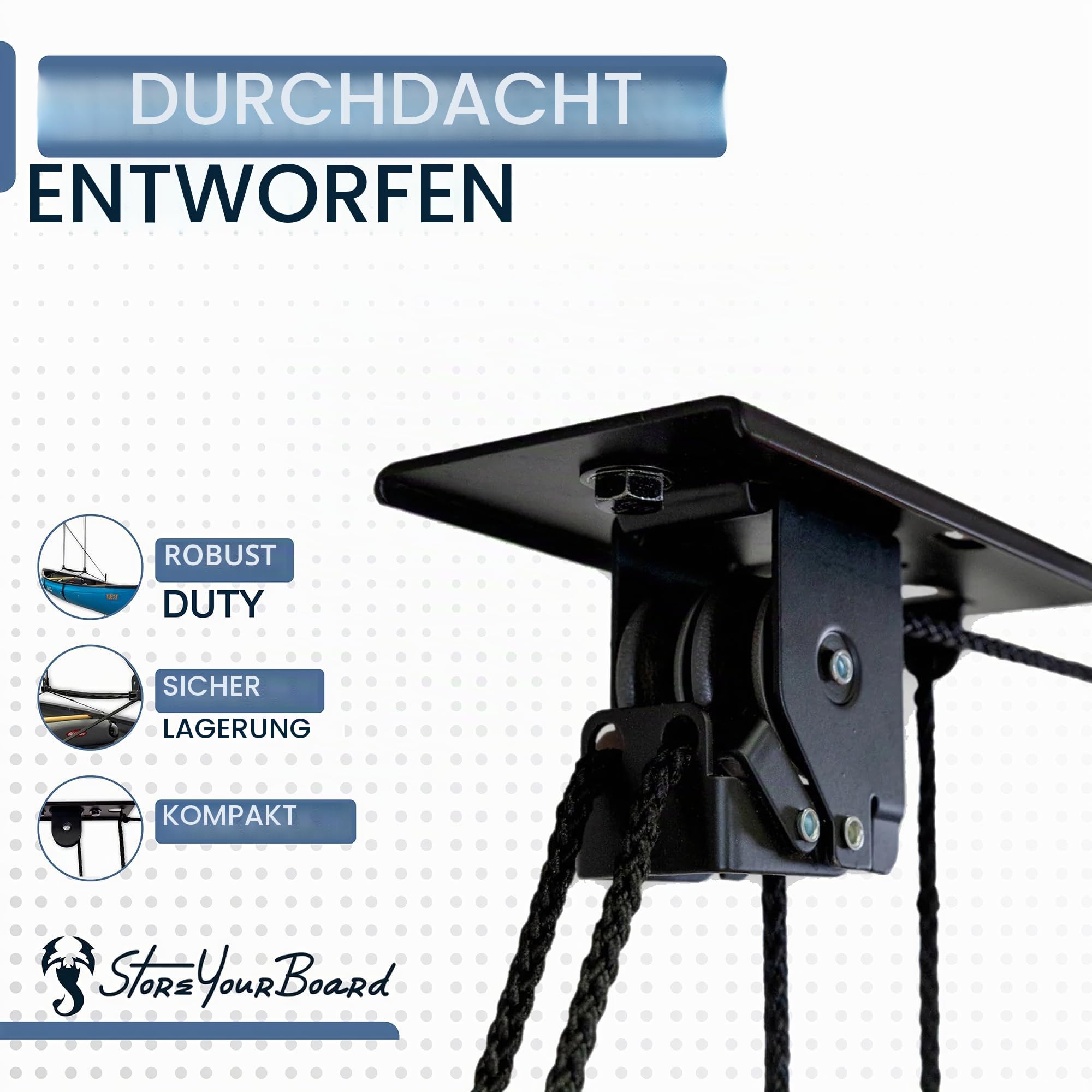 StoreYourBoard Dachgepäckbox, Garage, Deckenaufbewahrung, Überkopf-Organizer, Hebesystem, strapazierfähig, hält 68 kg