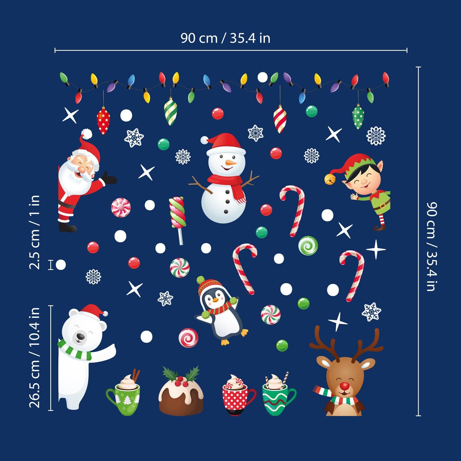 WALPLUS Christmas Window Stickers Clings Xmas Decoration Reusable Double-Sided Print Decals for Glass Living Room Windows Display Xmas Friends Winterland 64 Pieces - Image 4