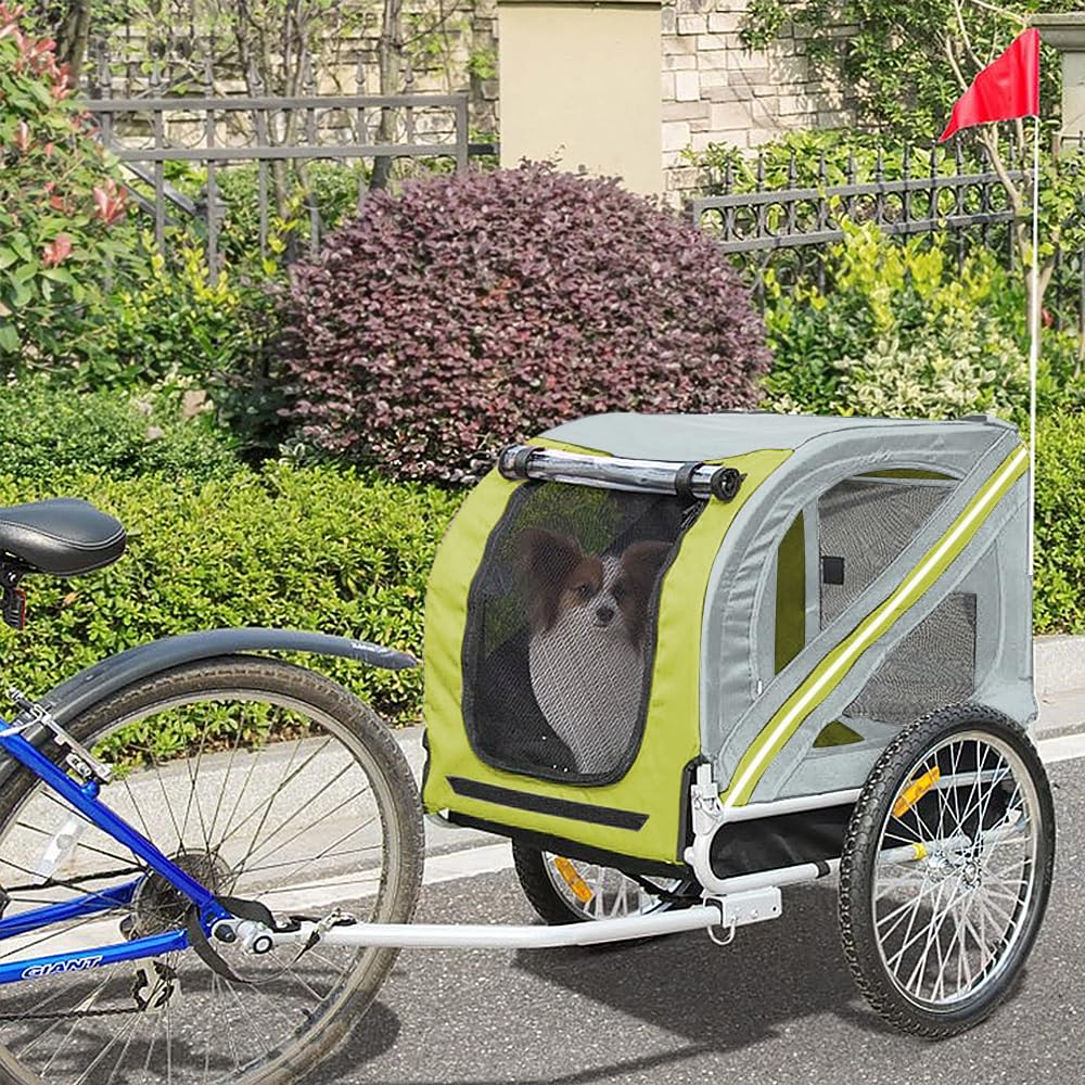 Homewell Hundeanhänger für das Fahrrad 52 * 48 * 65cm - Inkl. Fahne und Federung - Fahrradanhänger multifunktional, Hundebuggy, maximale Belastbarkeit: 40 kg