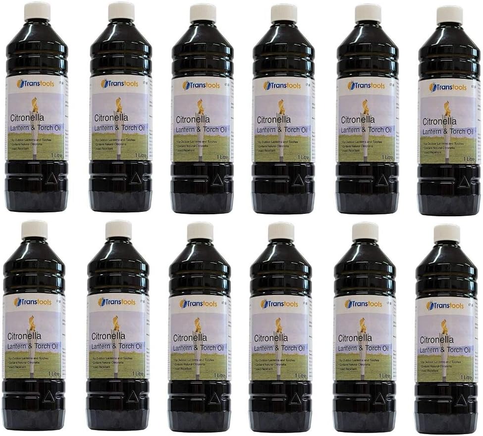 12 x Transtools Insect Repelling Citronella Lantern, lamp and Torch Oil - 1 Litre