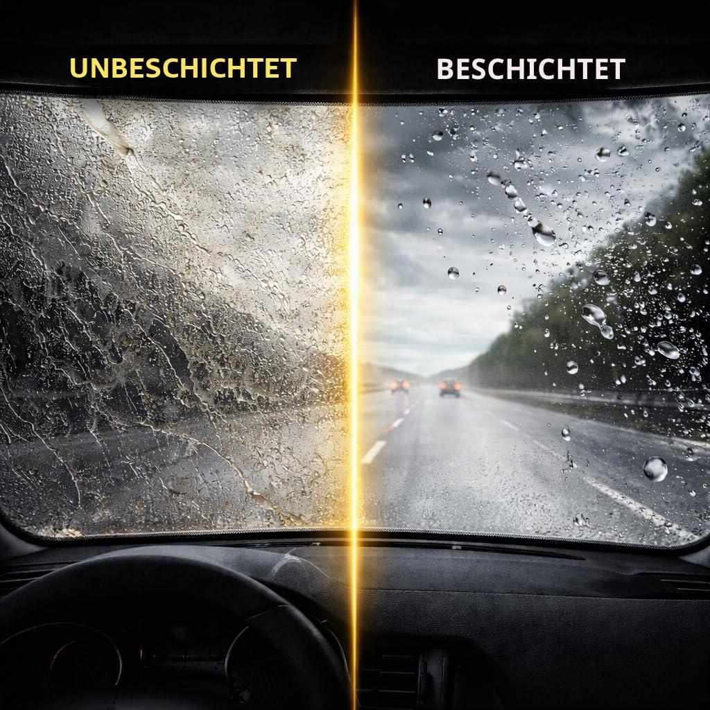 Glass Coat 20ml – Keramikversiegelung Auto Scheiben – Windschutzscheibe Fenster Spiegel Spray Hydrophob Nano Beschichtung bis zu 2 Jahre Schutz