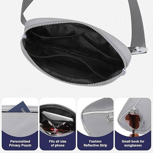 Miniatura 5 de Riñonera unisex para hombres y mujeres, bolsa de cinturón impermeable, bolsa cruzada con correa ajustable extendida de 54 pulgadas, riñoneras de