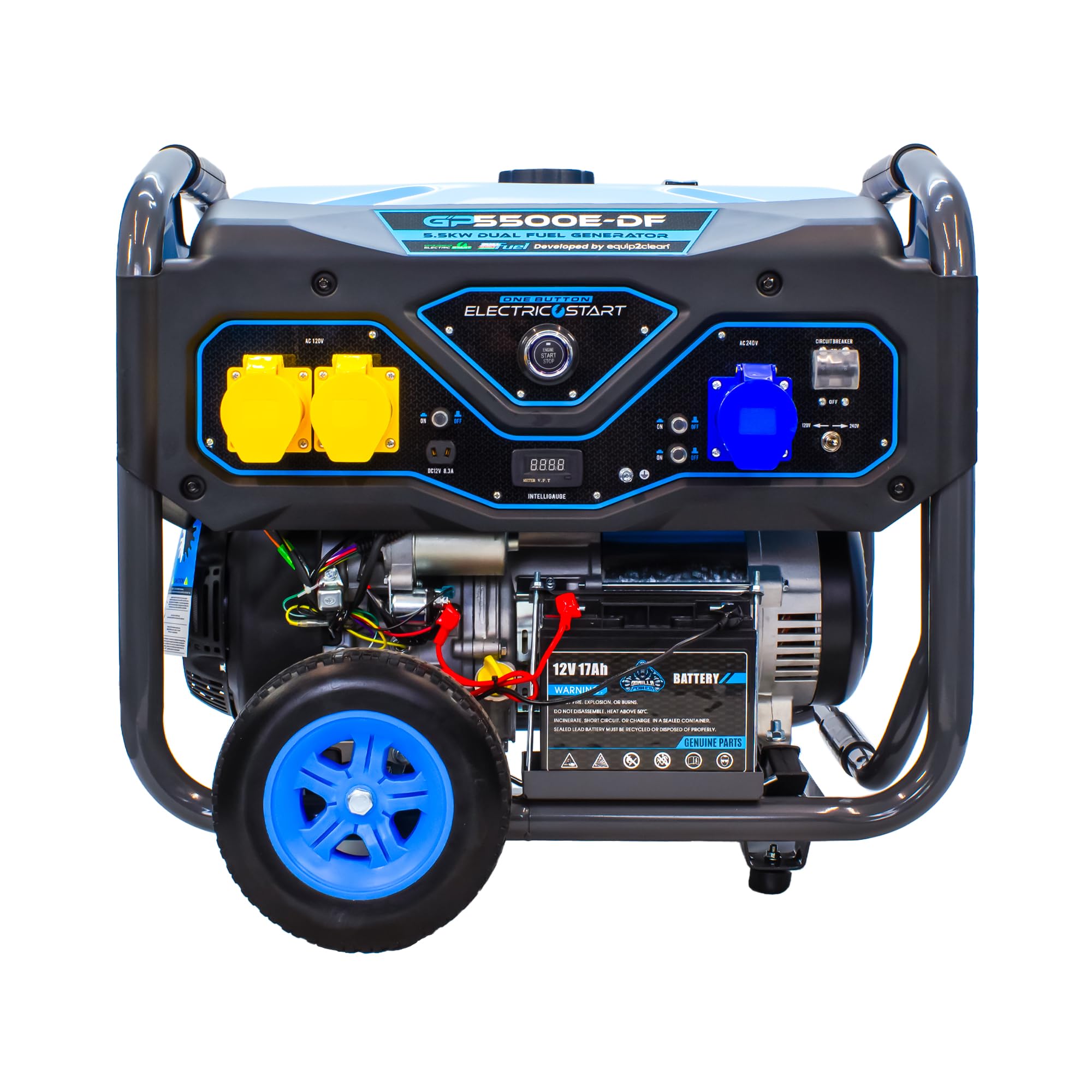 Equip2clean Gorilla Power 5500W Dual-Fuel Generator with Electric Start | Petrol/Propane, Recoil & Remote Start, 5000W Running Power | Portable Generator for Home, Commercial & Emergency Use