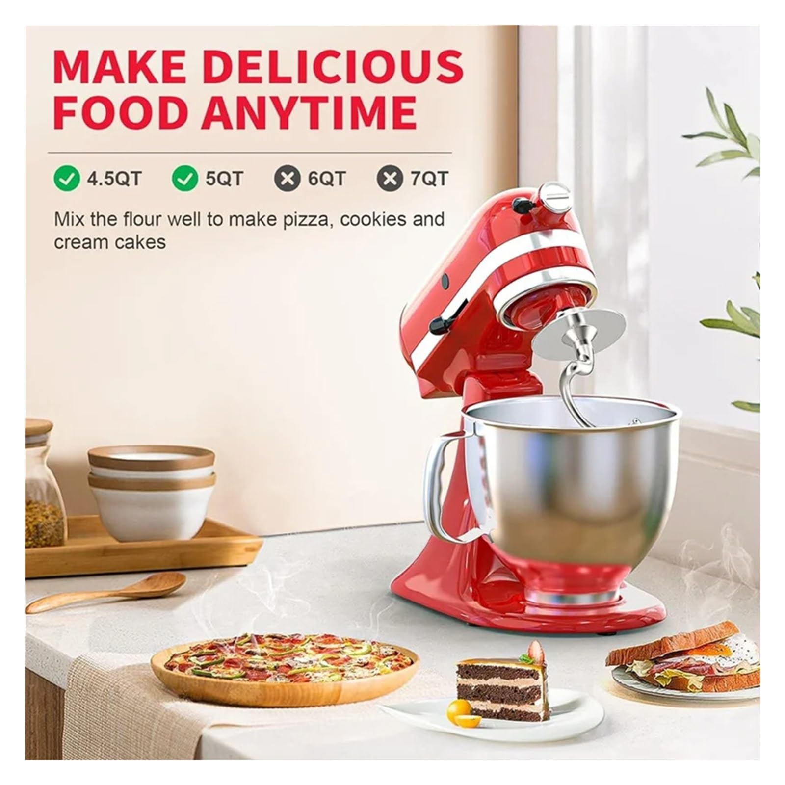 Genérico Compatible con Kitchenaid, Y48A Spiral Dough Hook 4.5-5QT