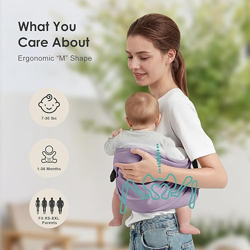 Miniatura 2 de Portabebés para niños pequeños, ligero para recién nacido, ajustable para niños pequeños, con capacidad para transportar de 7 a 40 libras, color