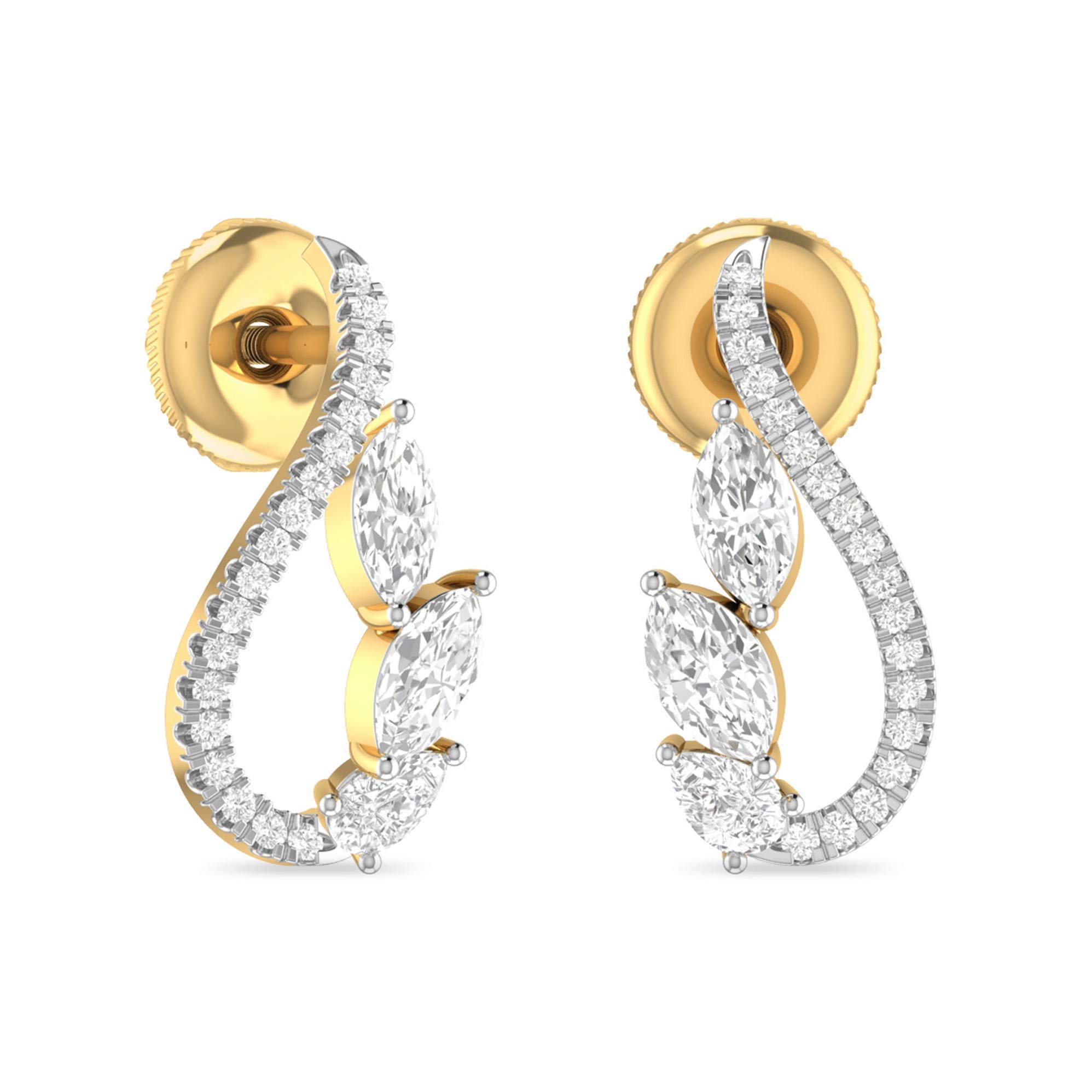 Yellow Gold and Solitaire Stud Earrings for Women-image-28