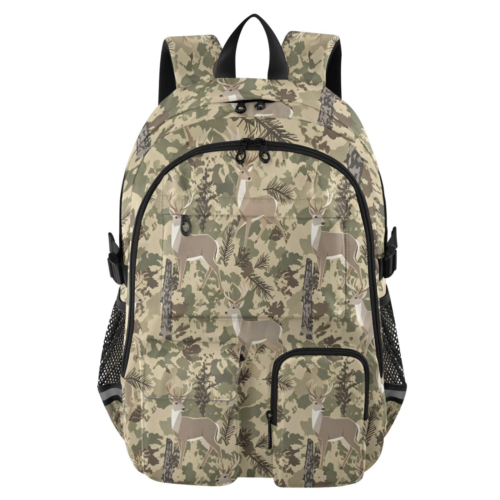 Zaino con motivo gazzelle della foresta, con tasche multiple, per scuola, viaggi, attività all'aperto, università, zaino per laptop da 17,5 pollici, per uomini e donne