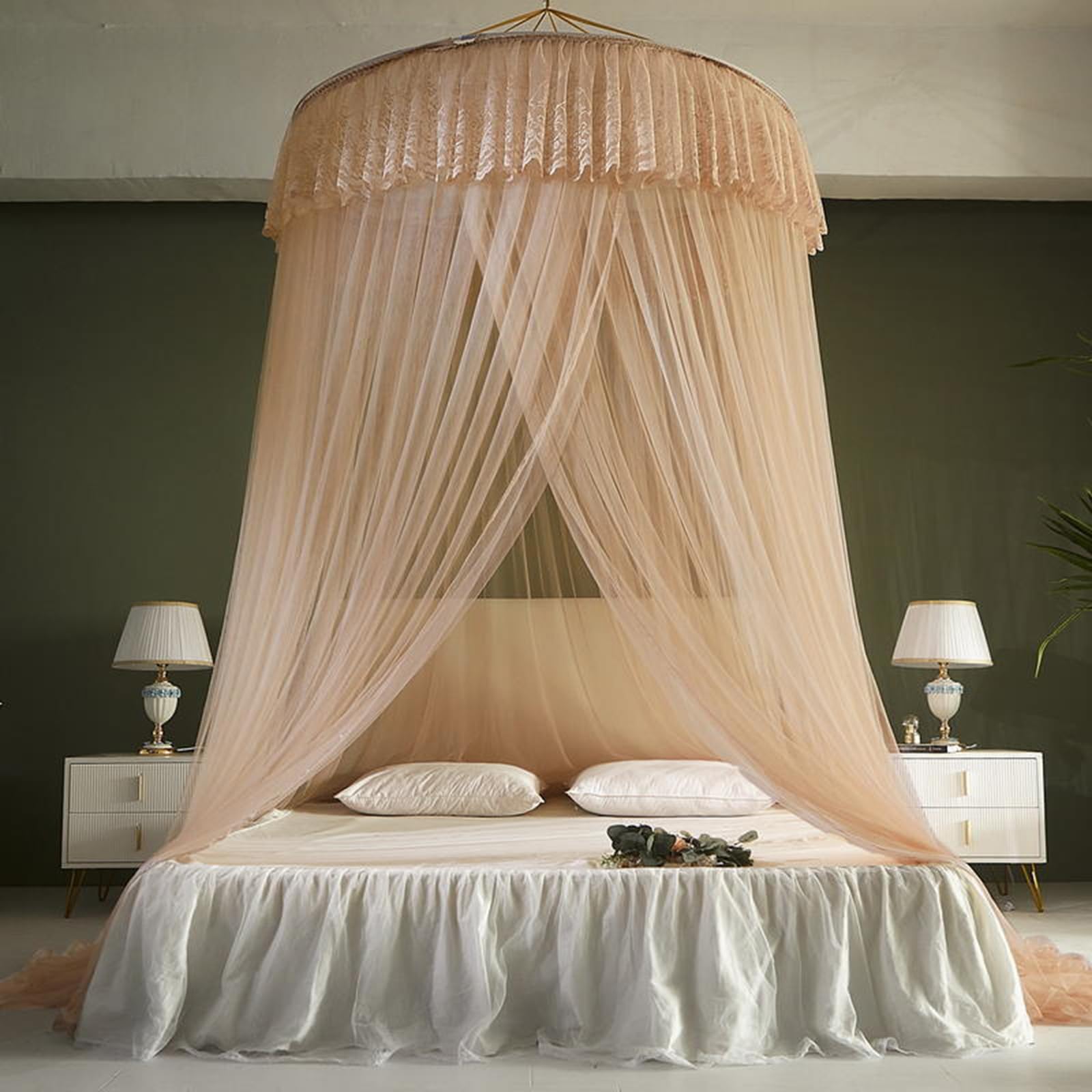 Tente moustiquaire grand lit Queen finis les bourdonnements baldaquin jade
