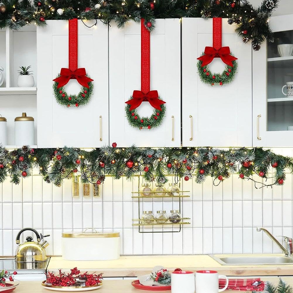 Ghirlande Natalizie Piccole 13 Cm – Decorazioni Per Mobili, Porte, Finestre, Set Da 12 Pezzi