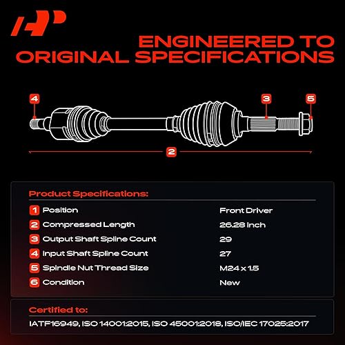 Miniatura 3 de A-Premium Conjunto de eje de eje CV compatible con Nissan Rogue 2008-2013 2.5L AWD, Rogue Select 2014-2015 2.5L AWD, lado delantero izquierdo