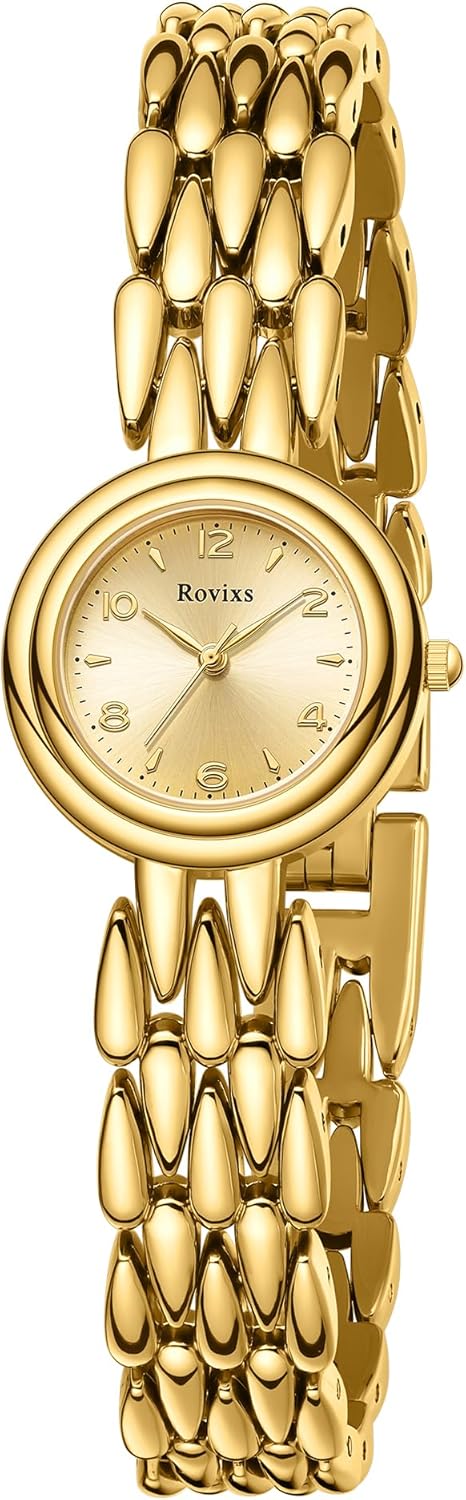 Rovixs Small Elegant Womens Quartz Watch, Japanese Movement, Classic Vintage Ladies Dress Watch, Water Resistant, Adjustable Bracelet with Tool