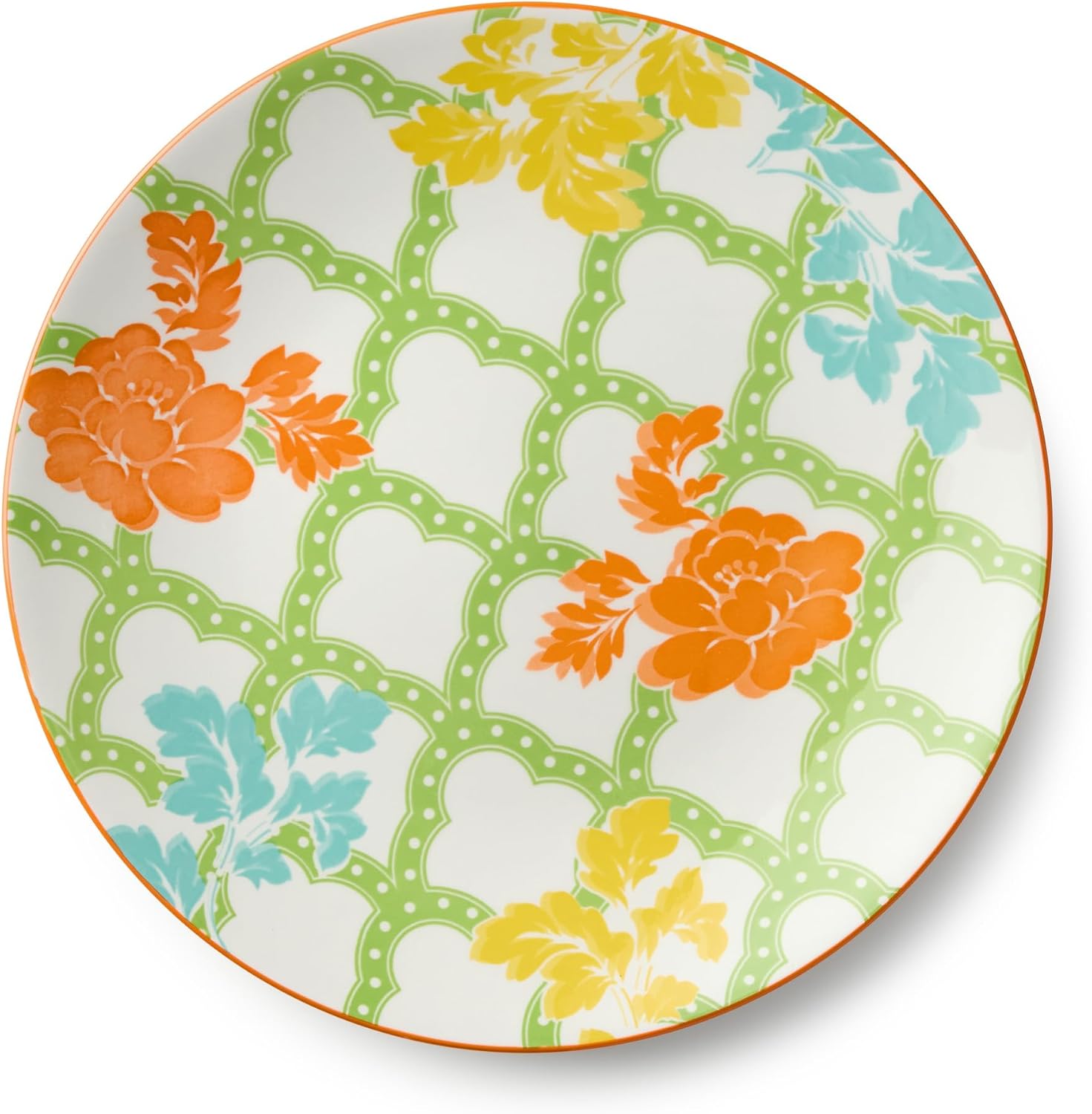 Pavillion Porcelain DINNER PLATES SETof 6, 10.5-inch vibrant mix-and-match patterned plates with global tile motifs, ideal for everyday meals, brunch, colorful tablescapes
