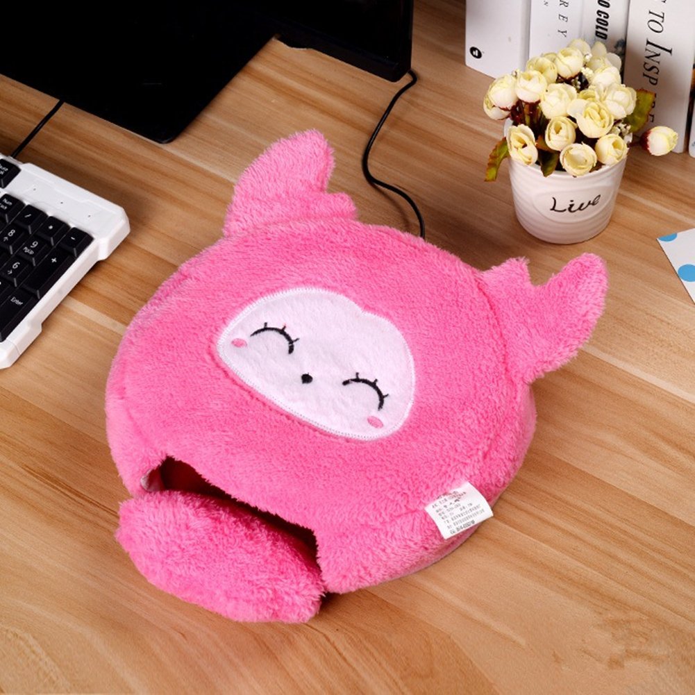 usb hand warmer mouse pad, hand warmer cartoon fever mouse pad, warm mouse pad with a wrist washable (Pink deer)