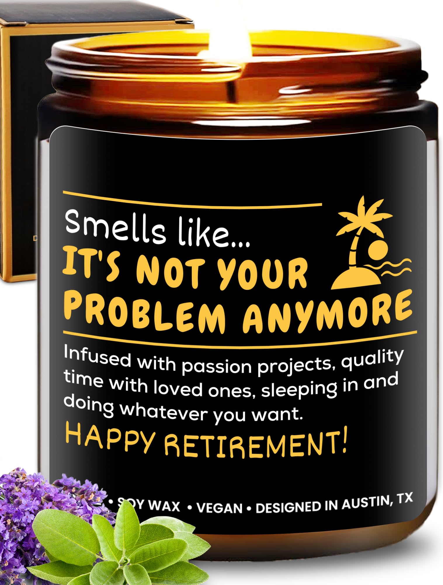 Funny Retirement Candle, Best Retirement Gifts for Women &amp; Men, Unique Present for Him &amp; Her, Happy Retired Gifts for Coworker, Friend, Family, Large Candle, Gift-Ready