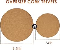 Vista 30 de Cork Hot Pads for Kitchen,4 Pack High Density Thick CorkTrivets for Hot Dishes 8" Heat Resistant Large Cork-Coasters Placemats for Table, Kitchen