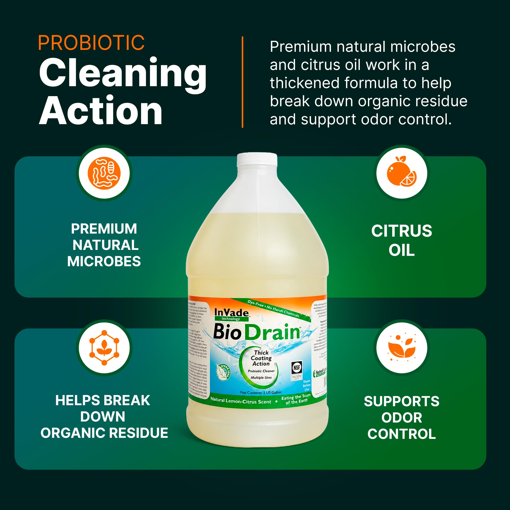 InVade Bio Drain Gel nettoyant pour canalisations 3,8 l + pompe Bug And