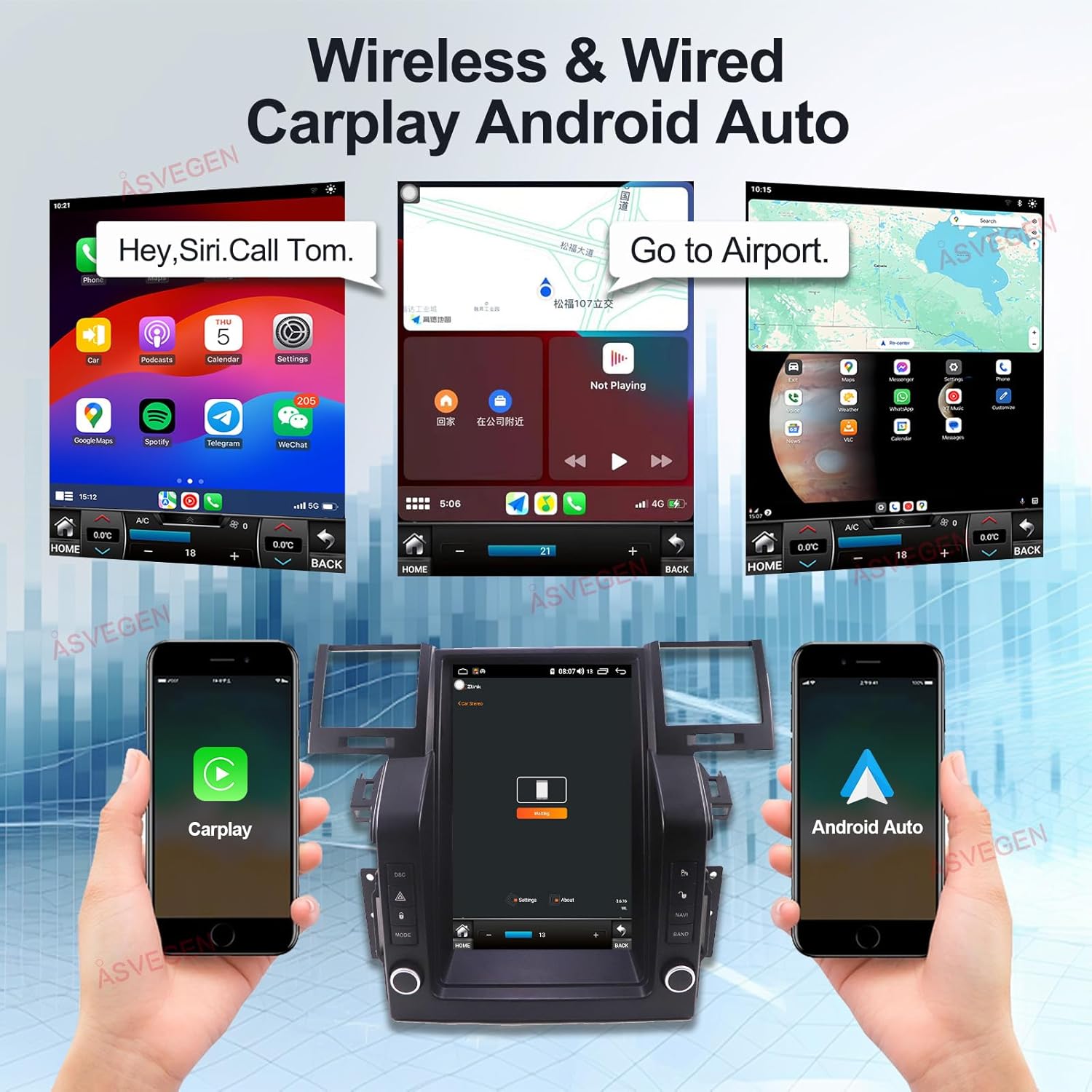 Wireless and wired Apple CarPlay and Android Auto interfaces