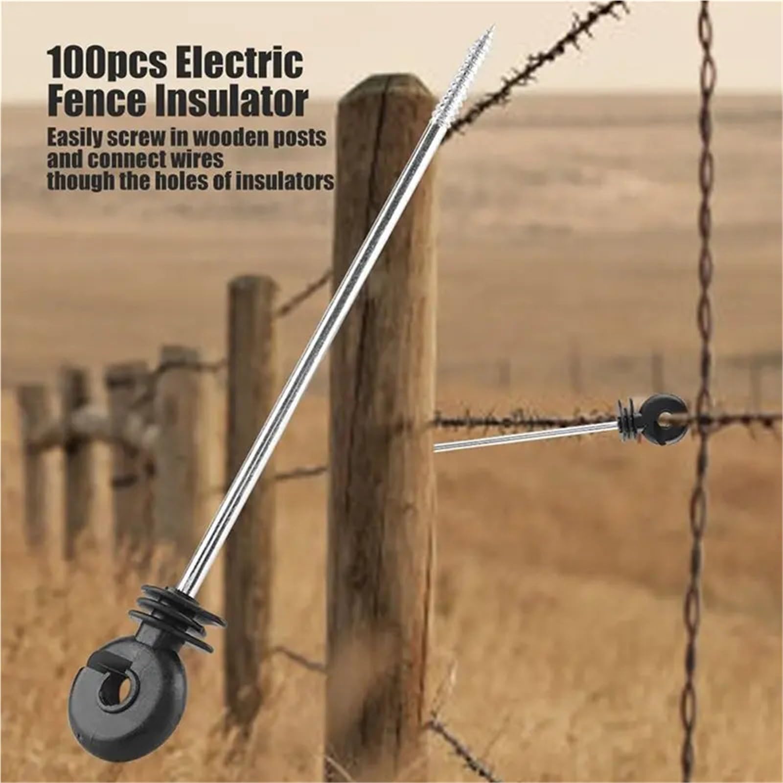 Anillo Aislador Aisladores Anillo aislador de valla eléctrica, tornillo larga distancia for poste madera, 100 Uds
