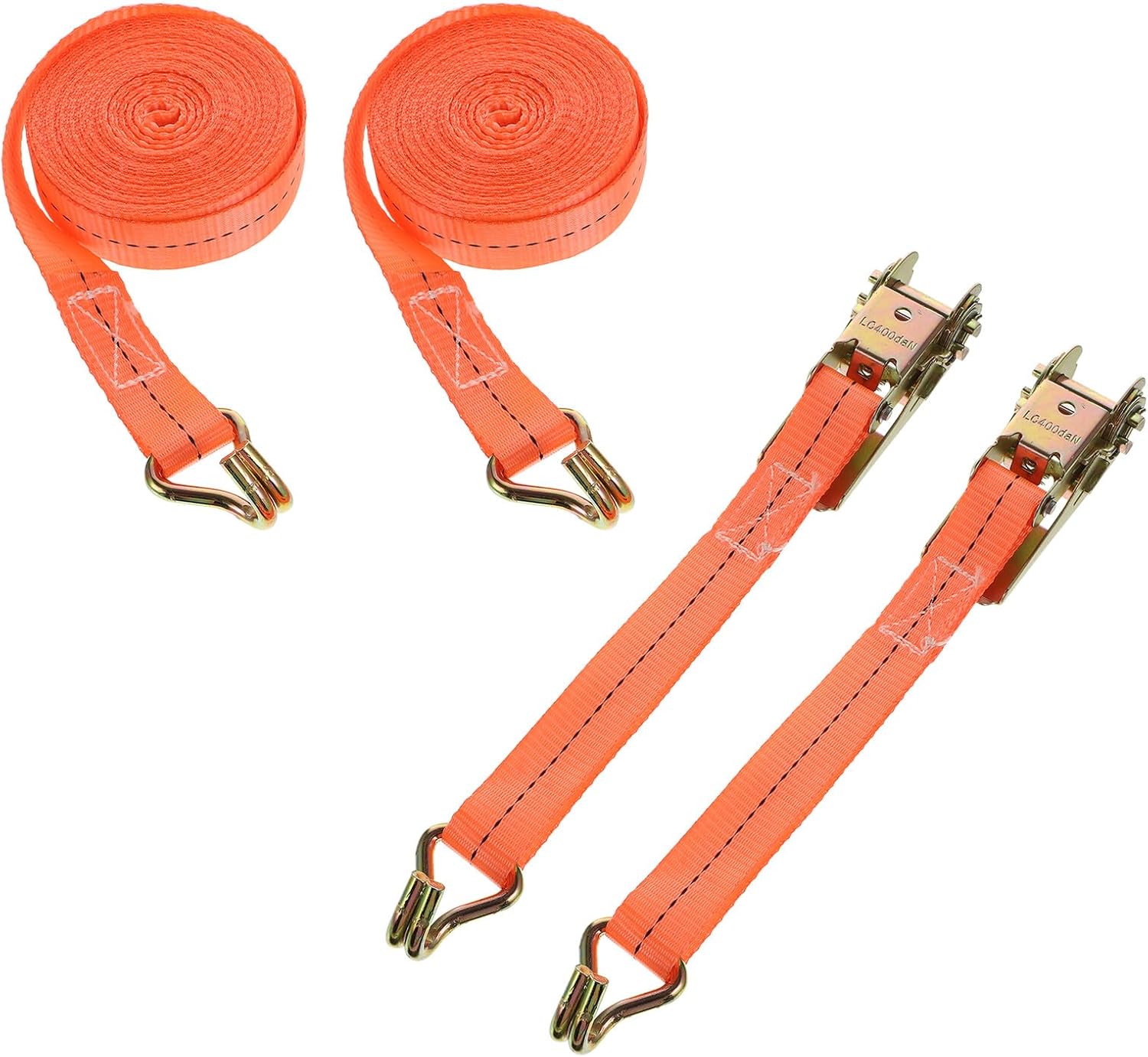 4pcs Ratchet Tie Down Straps Cargo Binding Belts with 2.5cm Wide Polyester Webbing, 6 Meter and 3 Meter Lengths, Heavy-Duty Truck Tie Downs for Securing Loads and Moving Equipment