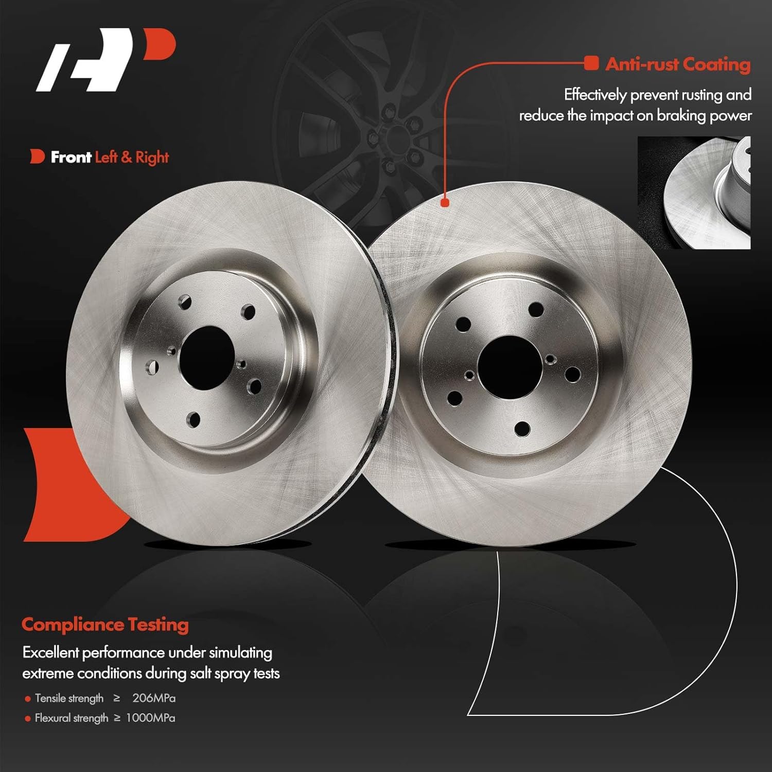 A-Premium Front and Rear Vented Disc Brake Rotors + Ceramic Pads Kit Compatible with Select Subaru Models - Ascent 2019 2020 2021 2022, 12-PC Set