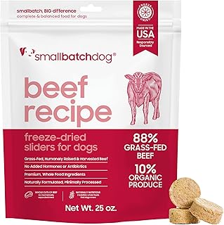 Pets Freeze Dried Raw Dog Food, Beef Recipe, 25 oz, Organic High Protein Dog Food, Grain Free, Made in The USA, Humanely Raised Meat, Single Protein, for Picky Eaters, Hydrate & Serve