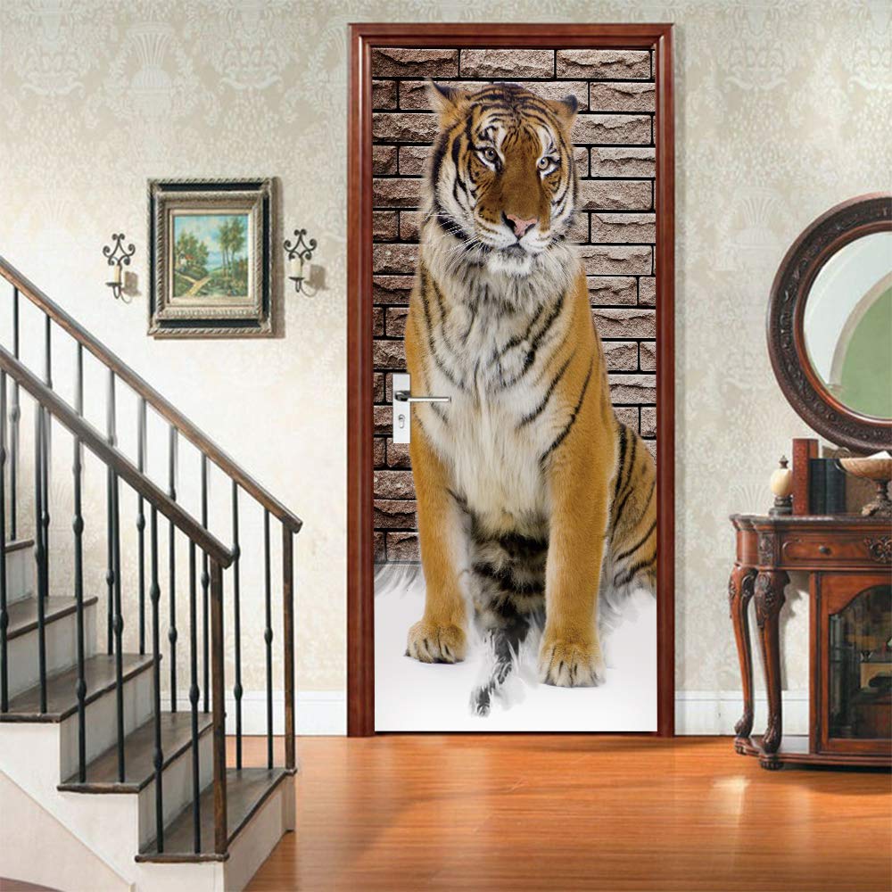 3D Deurmuurschildering sticker voor binnendeuren dier tijger