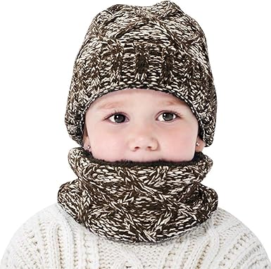 Yutdeng Bebe Chapeau Echarpe Enfant D Hiver Ensemble Tricotes Bonnet Bebe Fille Chaud Bonnet Tricot Et Tour De Cou Cadeau 0 3 Ans Baby Kaki Taille Unique Amazon Fr Vetements