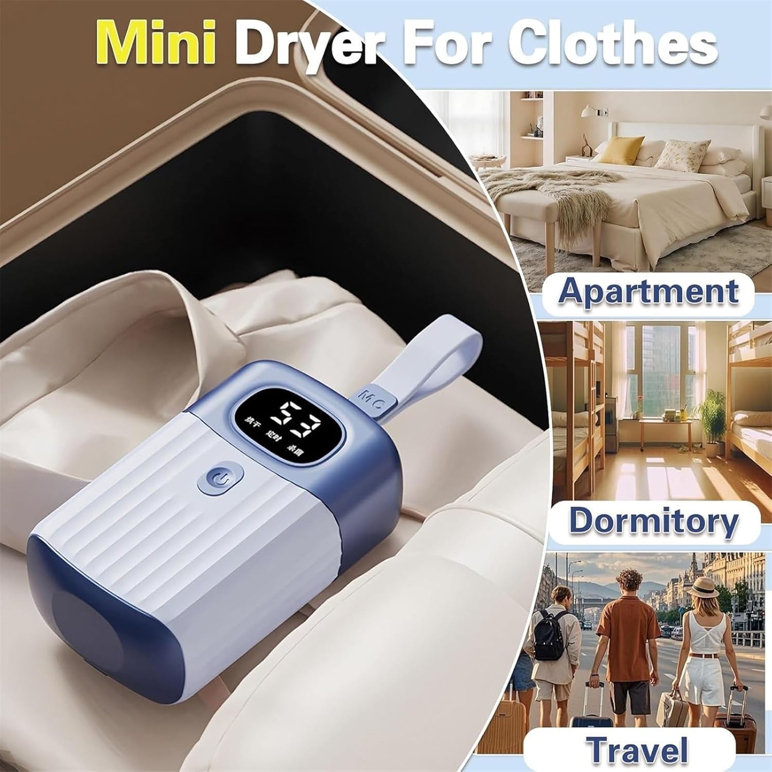 Portable Mini Clothes Dryer | Compact Laundry | Adjustable Timer | Fast Drying | Ideal For Apartments/Travel/Small Spaces | Underwear/Kid/Daily Garments