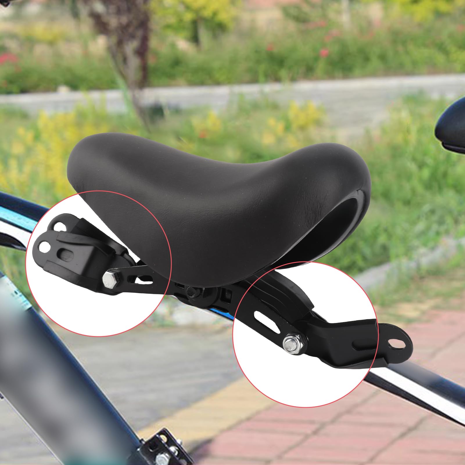 Seggiolino Bici per Bambini, Seggiolino Bici per Bambini Montato Anteriormente con Angolo Regolabile, Pedali Pieghevoli, Manubrio di Sicurezza per Bambini da 1 a 5 Anni,