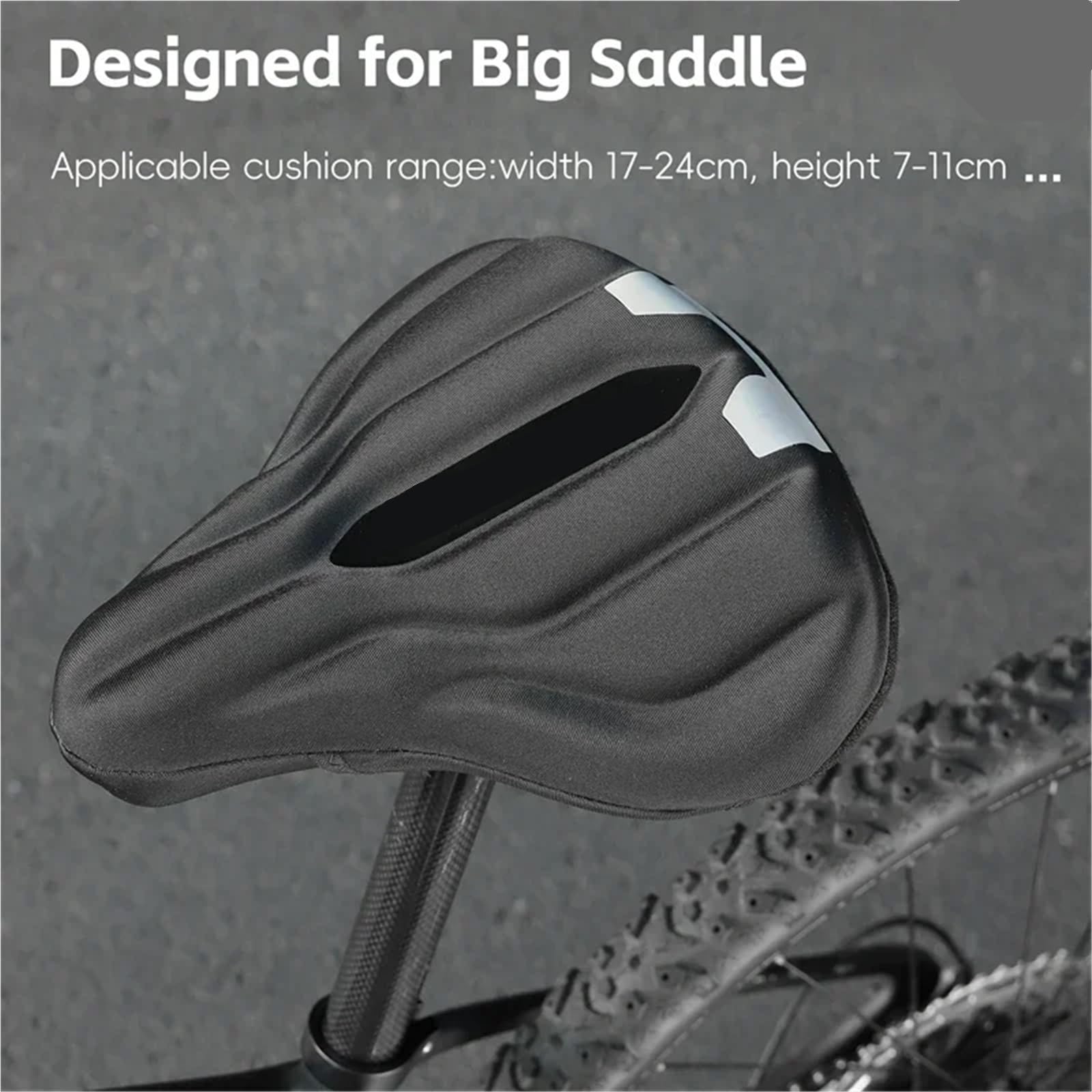 Coprisella Per Bicicletta Coprisedile for bicicletta allargato Coprisedile for bicicletta traspirante antiscivolo in silicone addensato for accessori for cuscino bici Per Bicicletta(Reflective Black)