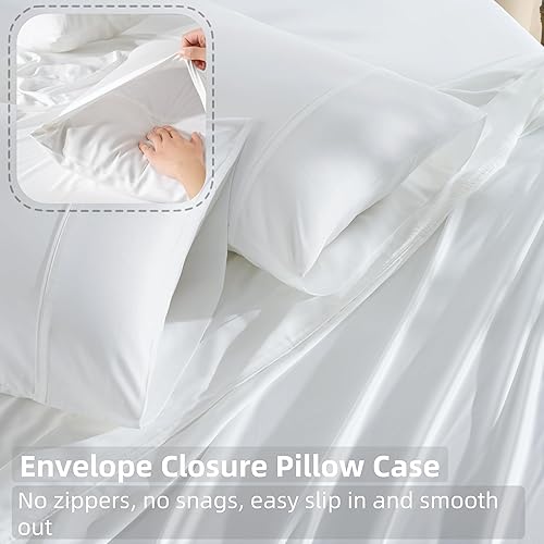 Miniatura 8 de GOKOTTA - Juego de sábanas de 4 piezas, California king, 100% rayón de bambú, esquinas de 16" y tiras elásticas, refrescantes, para quien suda al