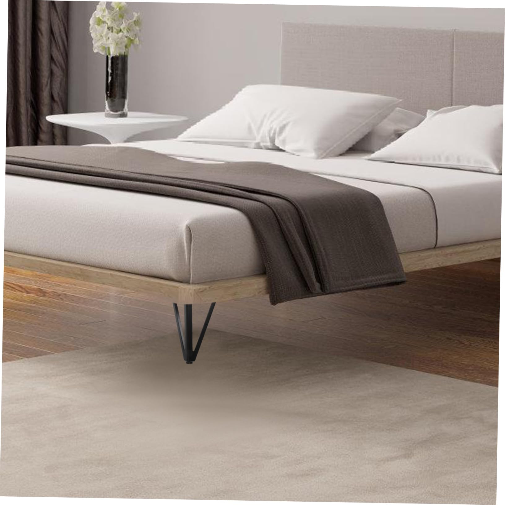 Gatuida Gambe in Metallo Nere per Mobili, Set da 4, Moderne