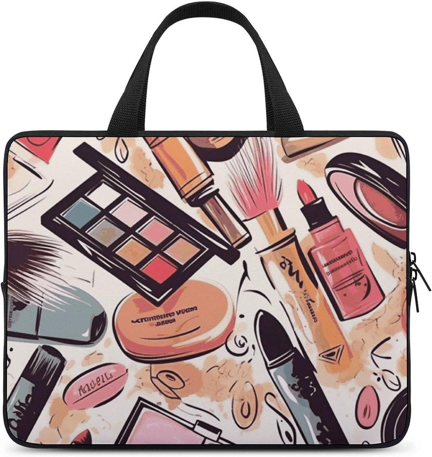 Laptop Carrying Case 13 Inch Cosmetic And Makeup Theme Pattern Laptop Bag for Men Women Computer Bag Messenger Bag for Work