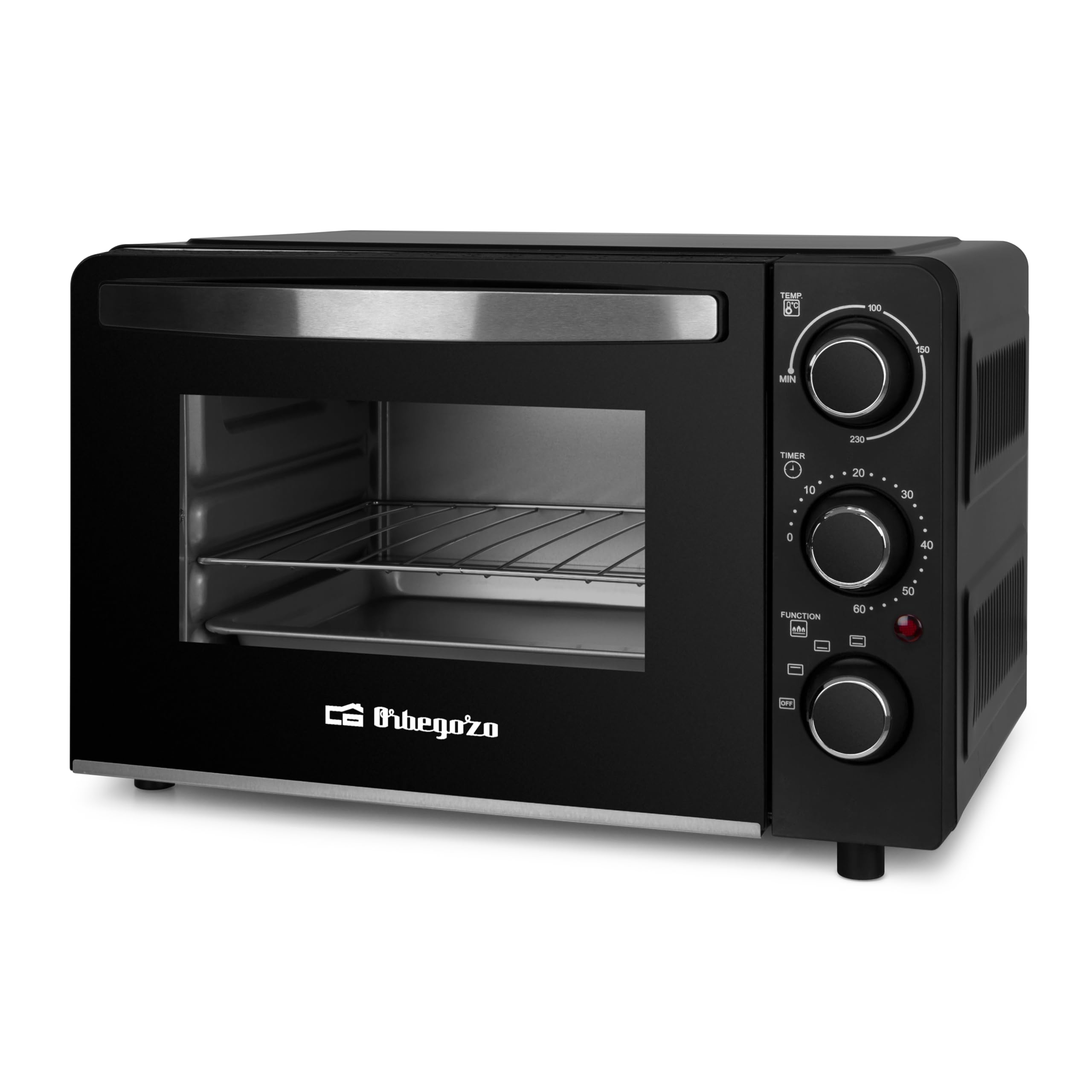 Orbegozo HCC 5015 Electric Tabletop Oven Stainless Steel | 1300W, Capacity 15L, Temperature up to 230°C, Timer 60 min, Double Glass 4 Resistors, Tray and Grill