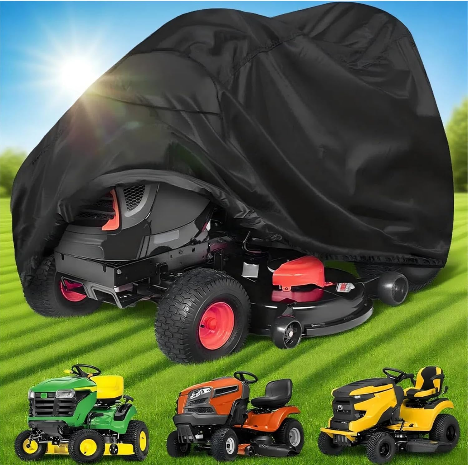 Eventronic Riding Lawn Mower Cover, 54" Lawnmower Covers For Outdoor, 420D Polyester Oxford Lawn Mower Cover Waterproof Heavy Duty, Riding Lawn Tractor Cover