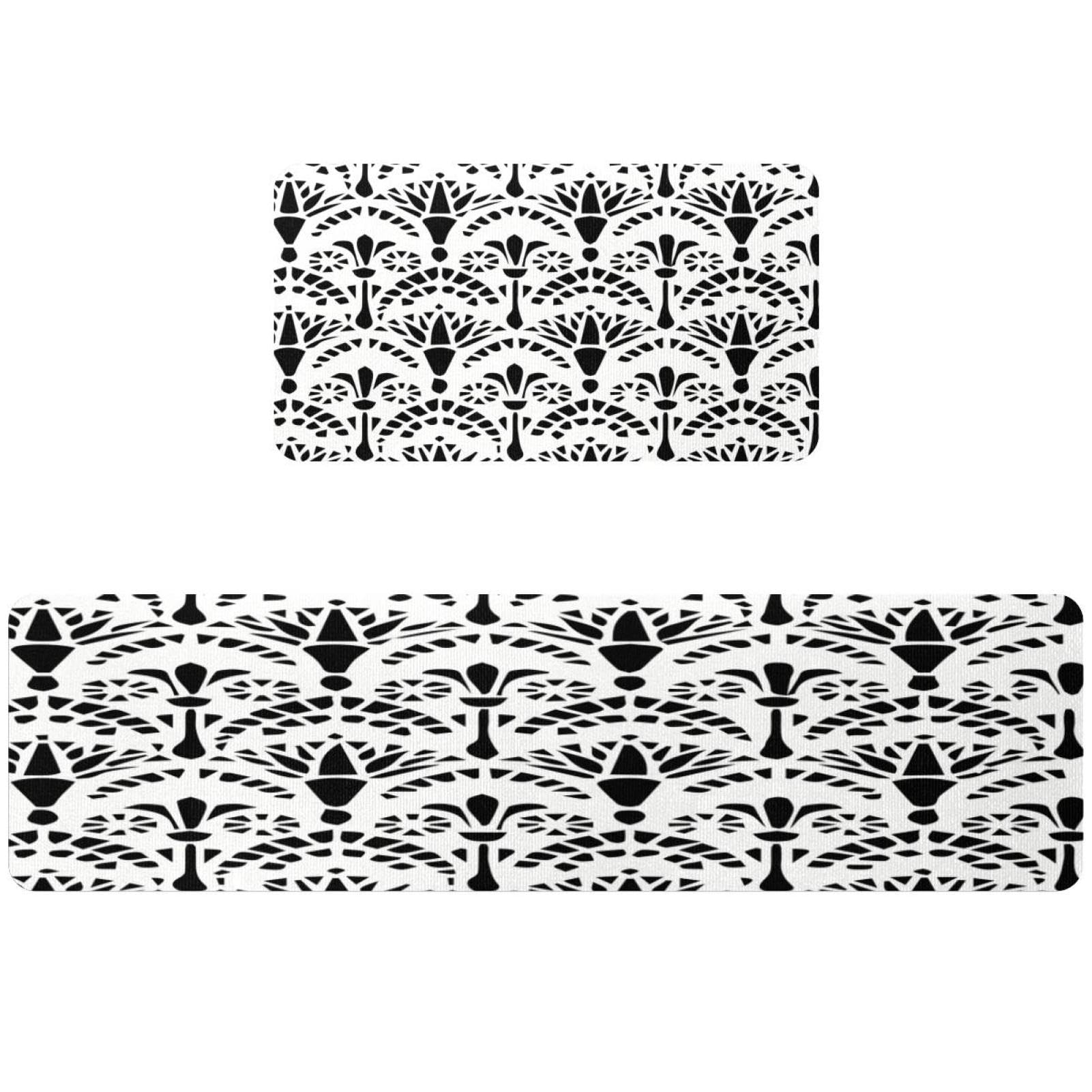 Alfombrillas de cocina VAPOKF con patrón floral egipcio juego de 2 alfombras lavables