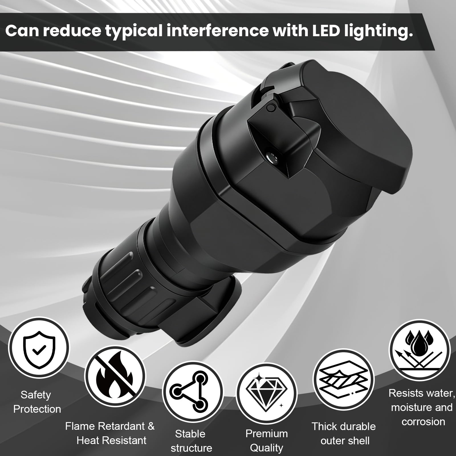 Adaptador de Luces LED de Remolque 13 Pines a 13 Pines, Conector con Resistencia de Carga Can-Bus de 12V para Caravana y portabicicletas, Enchufe Impermeable con Tapa para Pilotos Traseros