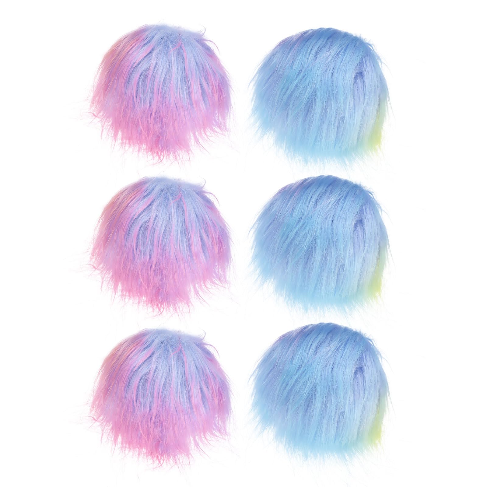 M METERXITY 6-Pack Faux Fur Pom Poms, 3.9 Inch/ 10 cm Soft Fluffy Pompoms Balls with Elastic Loop for Hats/Bags/Keychains/Knitting Accessories/DIY Crafts [Seven Colors] — image 1