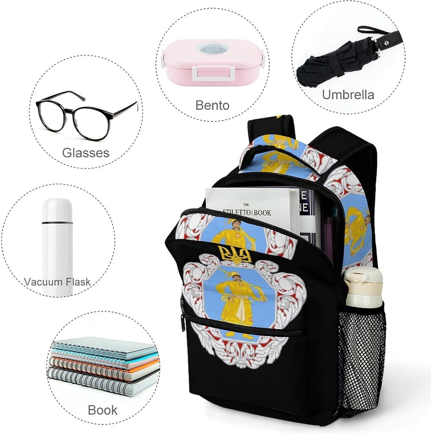 Coat of Arms Ukrainian Novelty Backpack Lightweight Printed Daypacks image 4