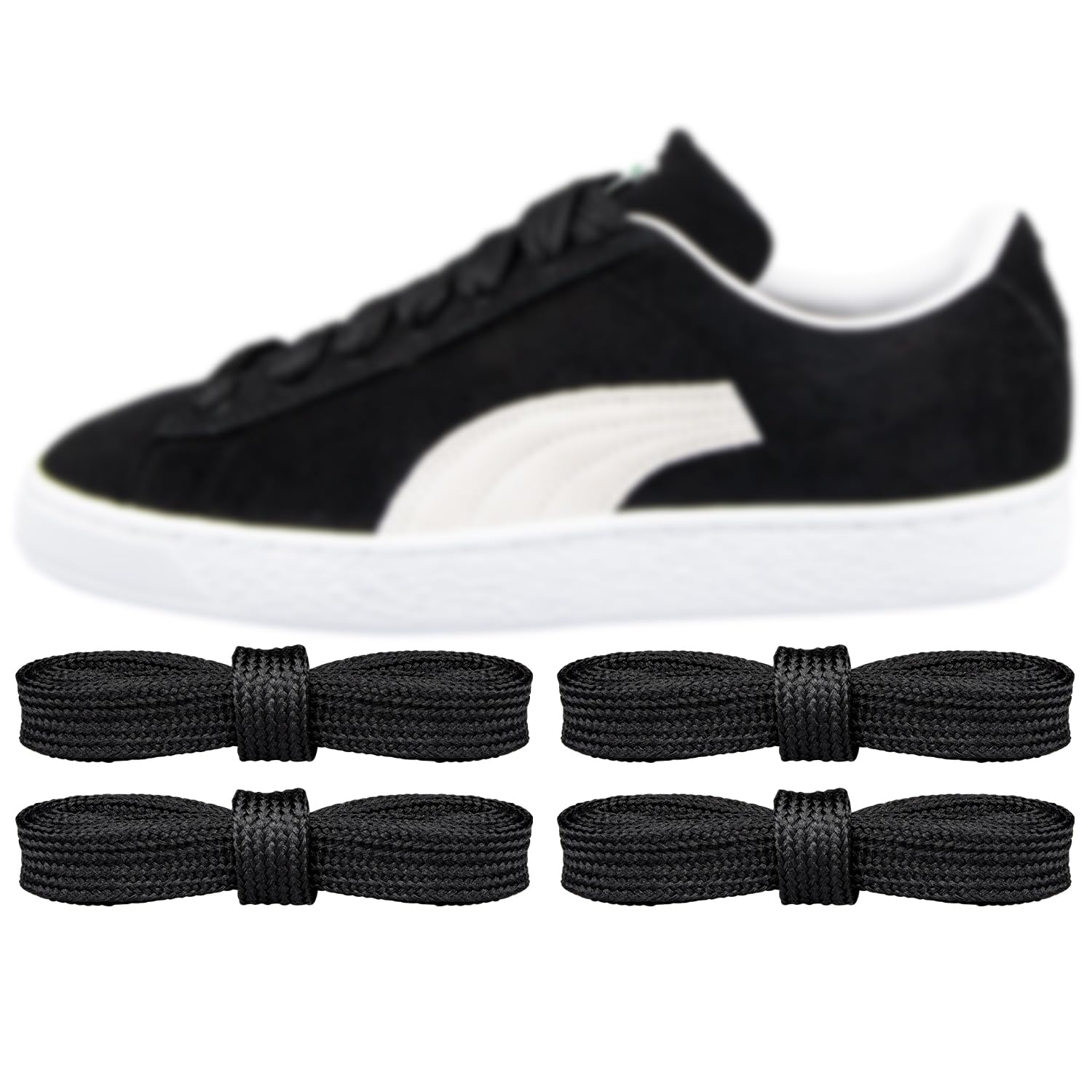 Endoto 2 Pairs Fat Flat Thick Shoe Laces for PUMA Suede, Wide Jumbo Shoelaces Replacement Laces for sneaker shoes