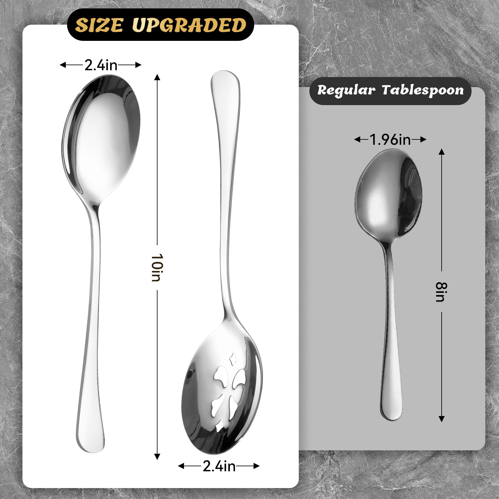 KEYOXY Serving Spoons - 4 Piece Stainless Steel Set -2