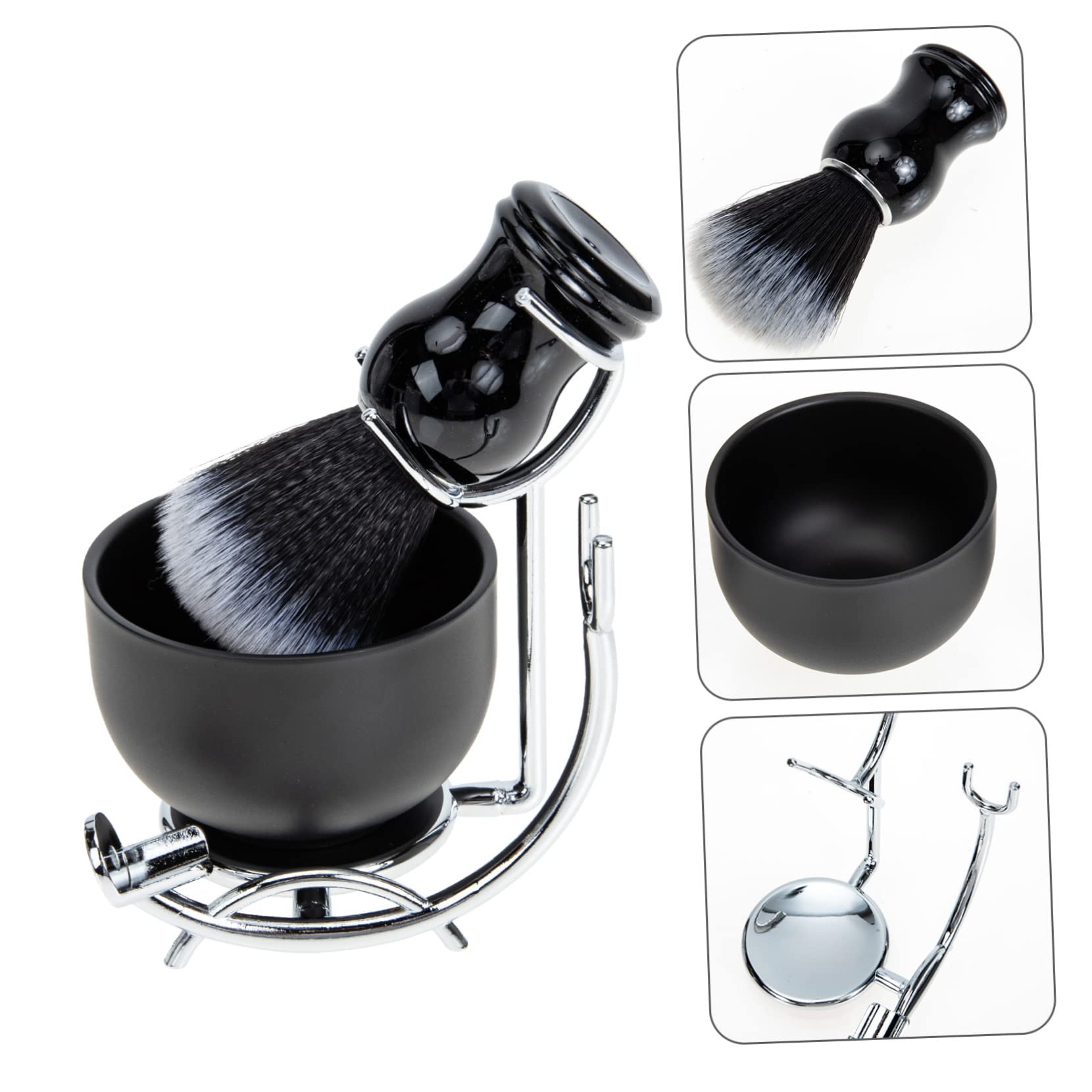 Pennello e Ciotola da Barba Kit da Barba per Uomo Pennello da Supporto Ciotola per Rasatura di Accessori da Setole Naturali