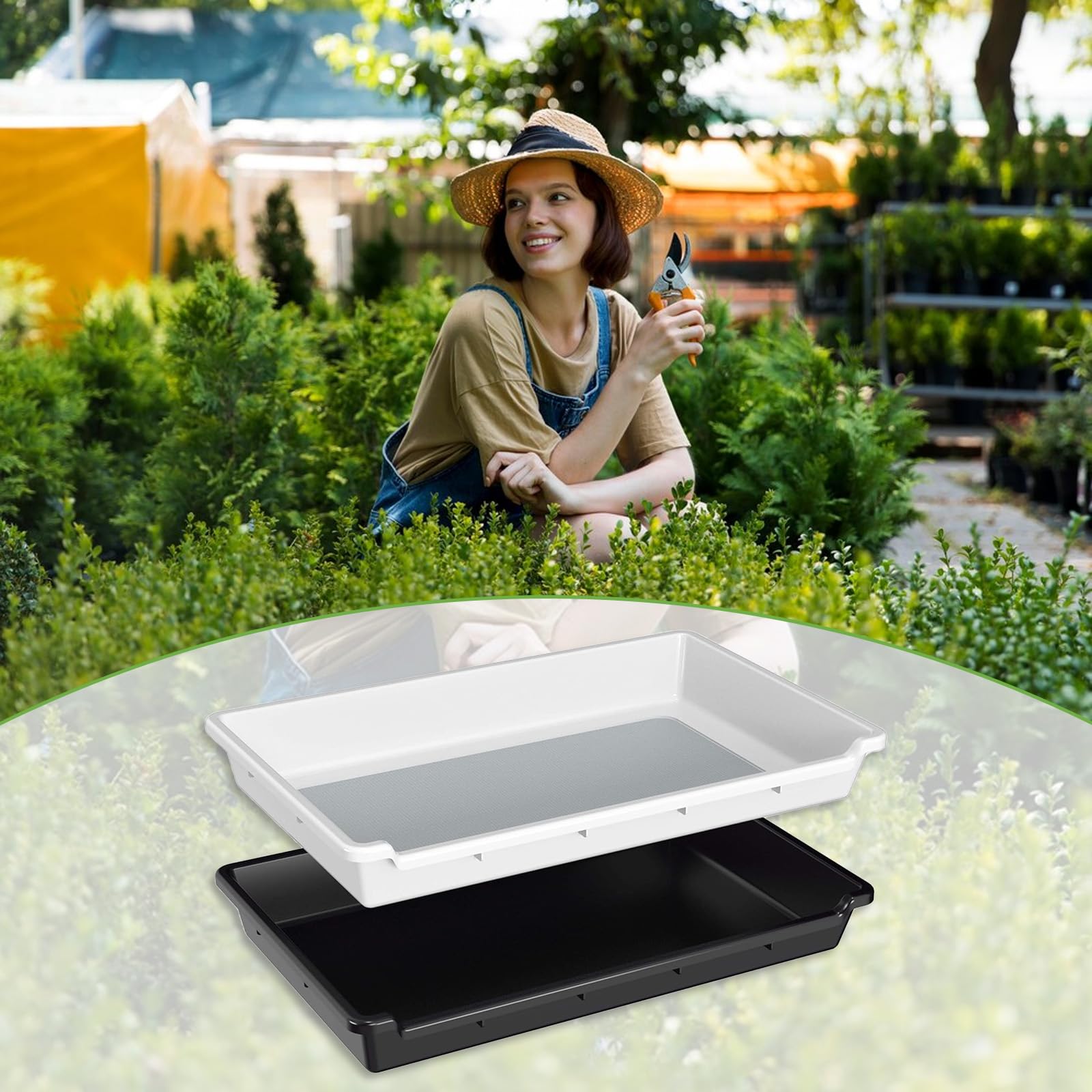 Trim Tray Bin Trimmschale, Pollensieb Blumen 150 Mikron feinmaschiges Sieb und 2 Trimmscheren, Trimmschalen-Set für Pollen und Kräutersieb