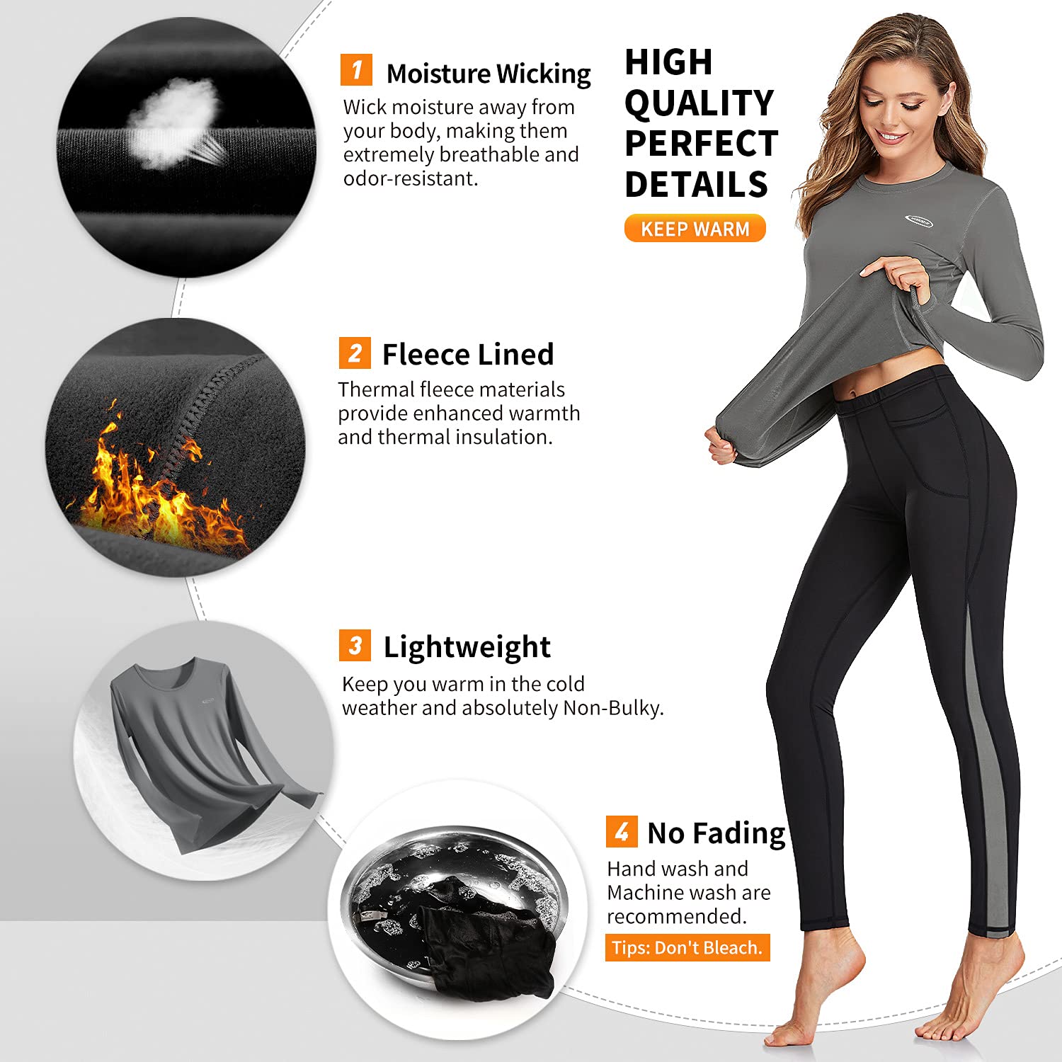 AMGUTEN Biancheria Intima Termica Donna Biancheria Funzionale Donna con Funzione Quick Dry Sportiva Set di Biancheria Intima Base Layer Traspirante Riscaldante Ideale per attività all'Aperto Blu