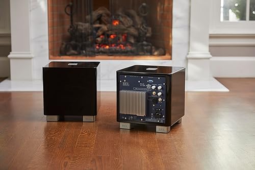 Miniatura 5 de REL Acoustics Subwoofer T5x, controlador de cableado descendente de 8 pulgadas, puerto inalámbrico de flecha, negro brillante